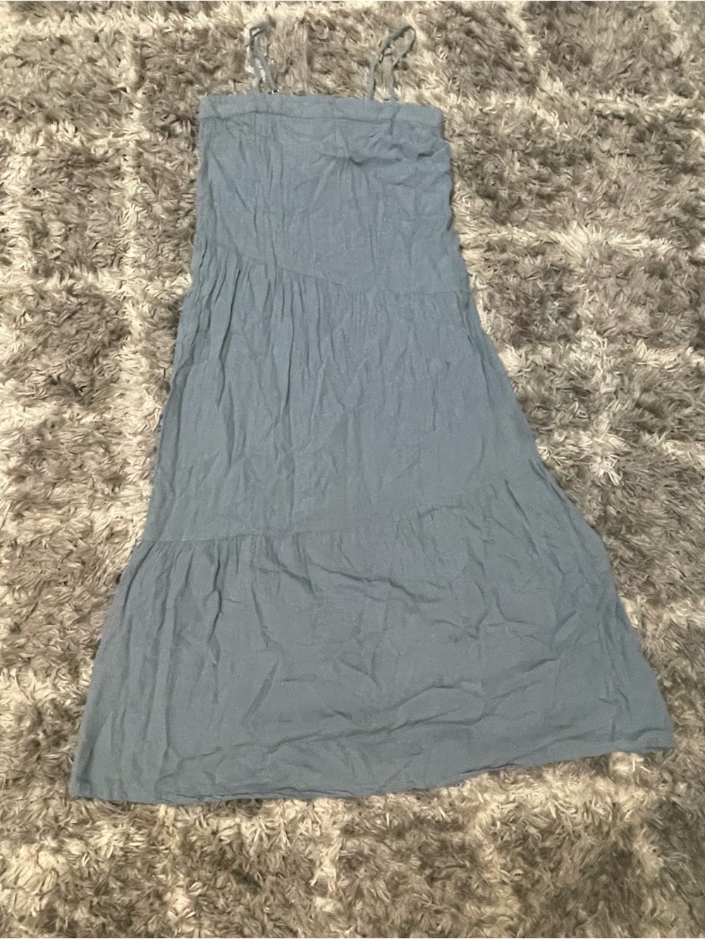 Sim & Sam Size S Blue Spaghetti Strap Tiered Midi Dress